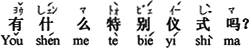 中国語:何か特別な行事がありますか。