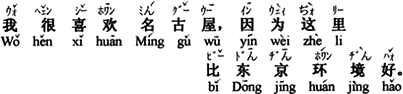 中国語:私は名古屋が大好きです、ここは東京より環境がいいからです。