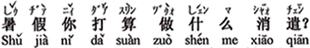 中国語:夏休みは、どう(暇つぶし)過ごすつもりですか。