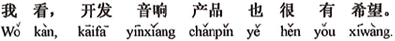 中国語:音響商品を開発するのも大変有望と思います。
