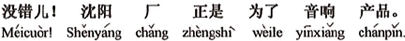 中国語:その通りです!瀋陽工場はまさに音響商品のためです。