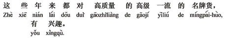 中国語:近年来、人々がみんな高品質の高級な一流の有名商標に興味をもっています。