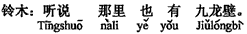 中国語:聞くところによるとそこにも「九龍壁」があるそうですね。