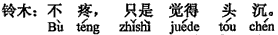 中国語:痛くないです、ただ頭が重く感じます。