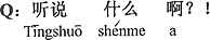 中国語:聞いたって何を?