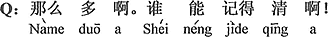 中国語:そんなに多いの。誰がはっきり覚えられるの。