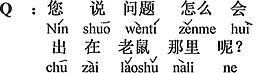 中国語:お兄さんが言う問題はなぜネズミの所に生じるの?